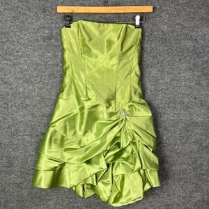 Vintage Jessica McClintock Gunne Sax 90s Y2K Prom Formal Green Mini Dress Size 7